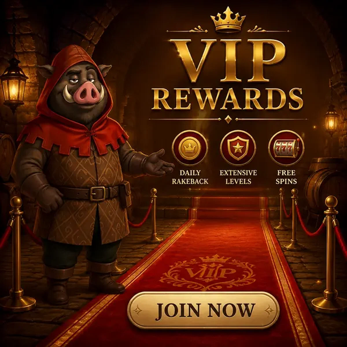 Guida VIP che indica il tappeto rosso presso Daily Kingia offrendo free spins esclusivi