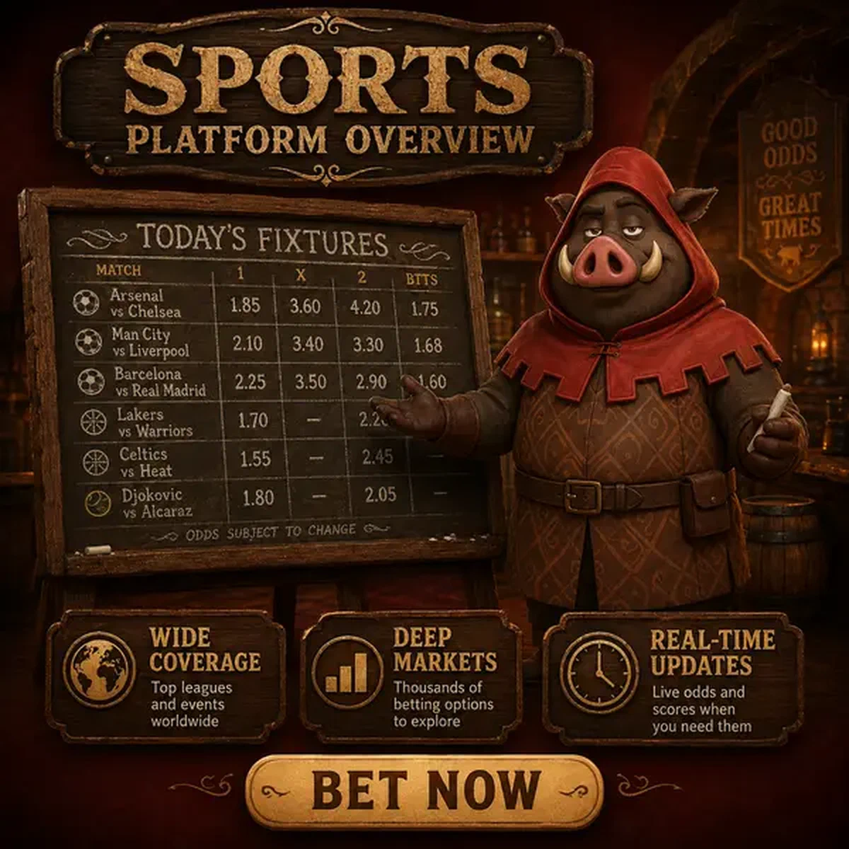 Cinghiale galante bookmaker che presenta quote scommesse sportive alla Piattaforma Scommesse Sportive Kingia